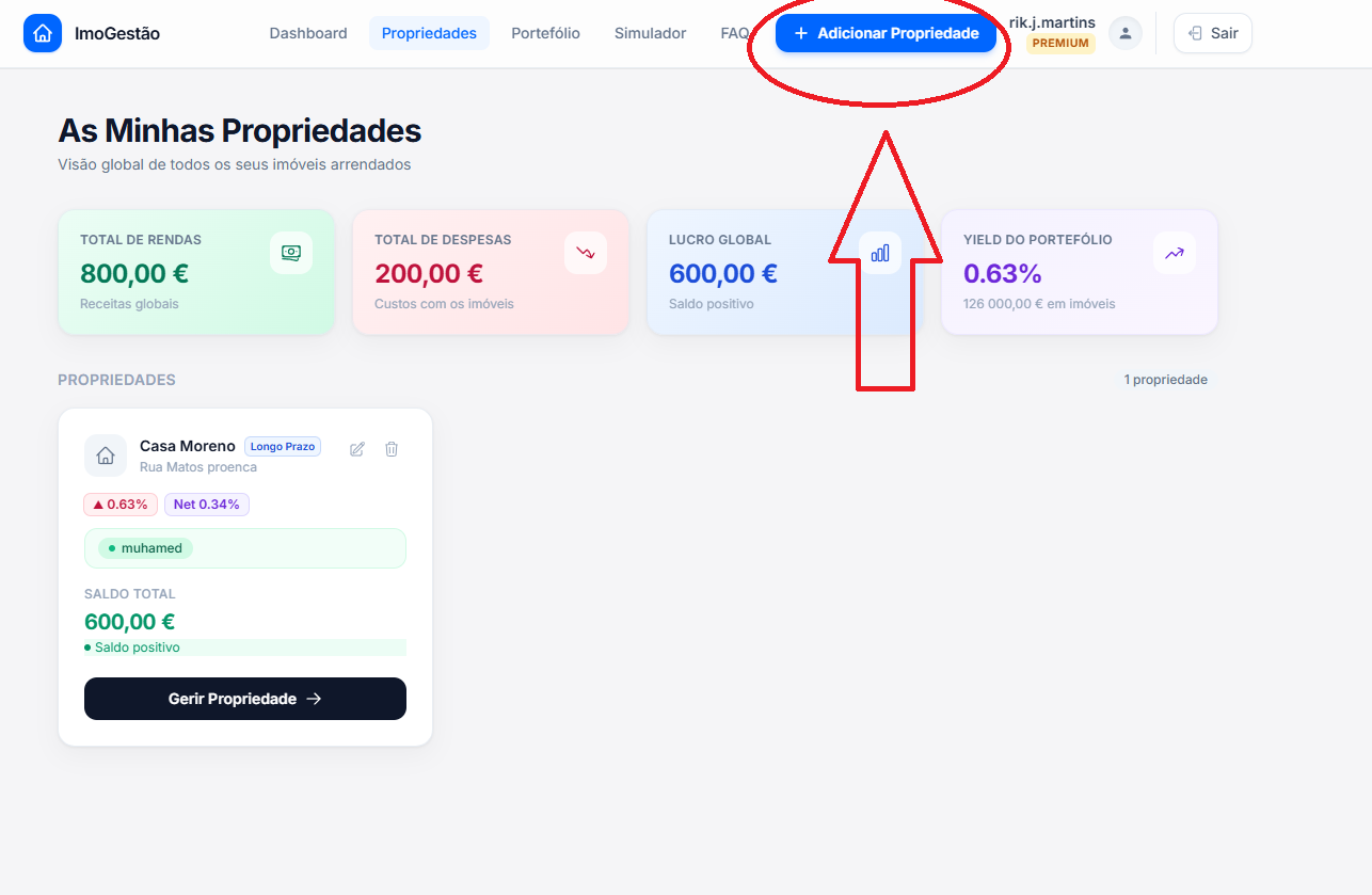 Botão Adicionar Propriedade
